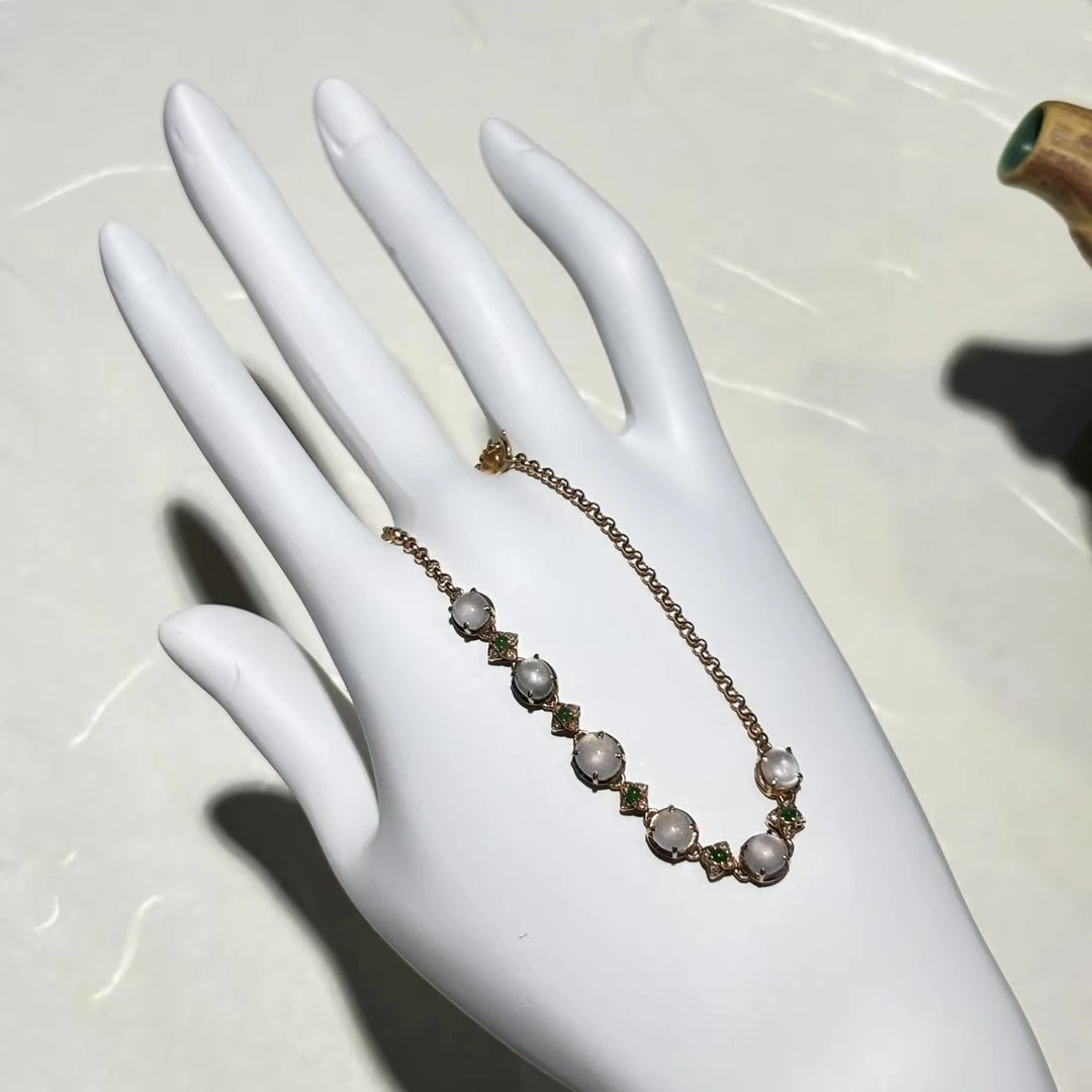 【冰月神话】高冰蛋面翡翠时尚手链气质轻奢