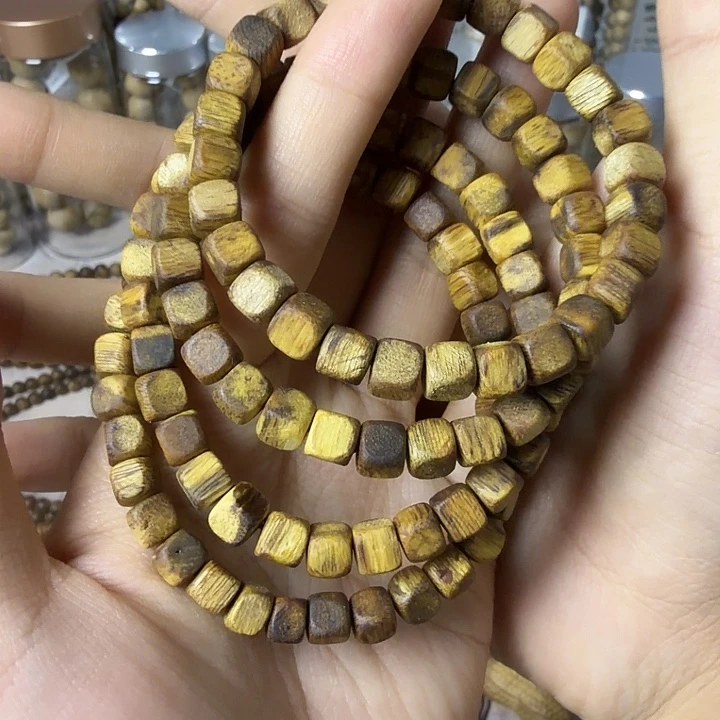 木质类棋楠方糖珠卡6mm重3克+