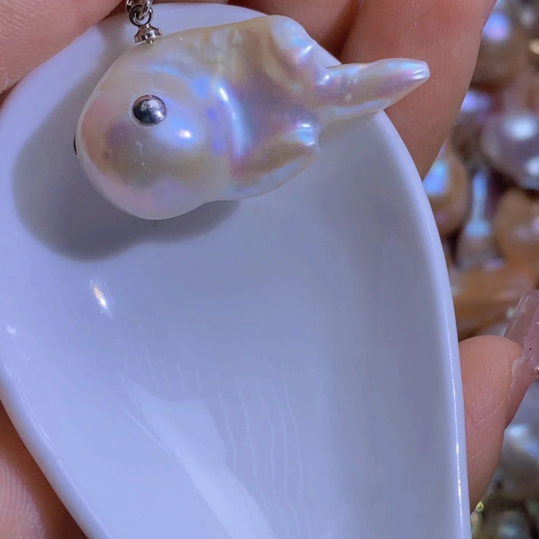 银S925镶嵌淡水珍珠微瑕