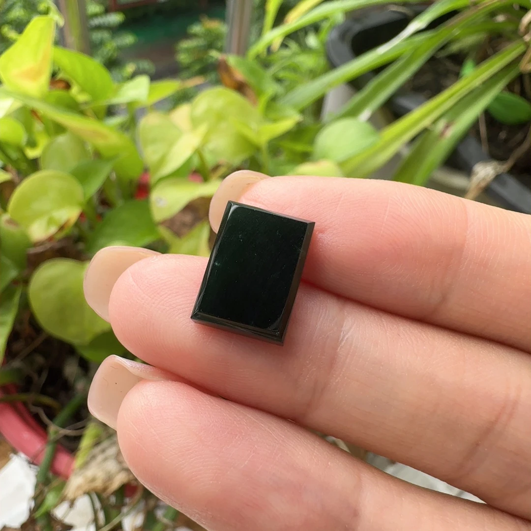 天然缅甸翡翠墨翠方形戒面裸石
