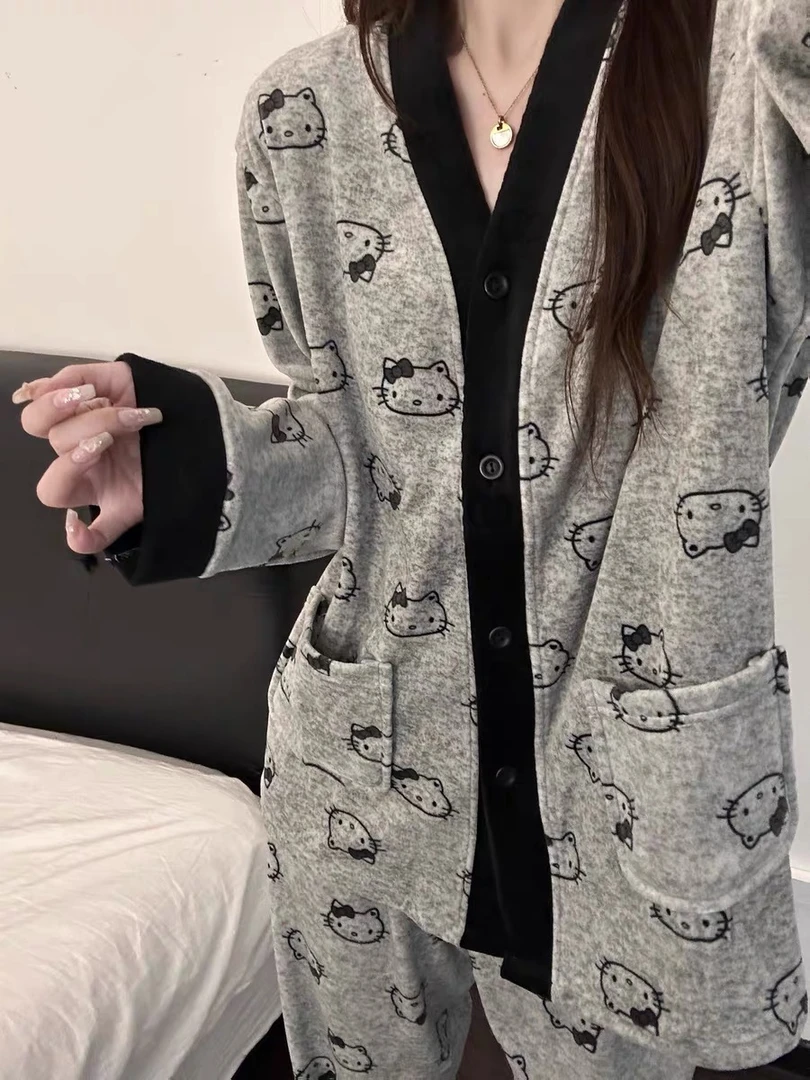 【运费补贴】韩系可爱猫德绒睡衣冬天新款保暖舒适家居服两件套502