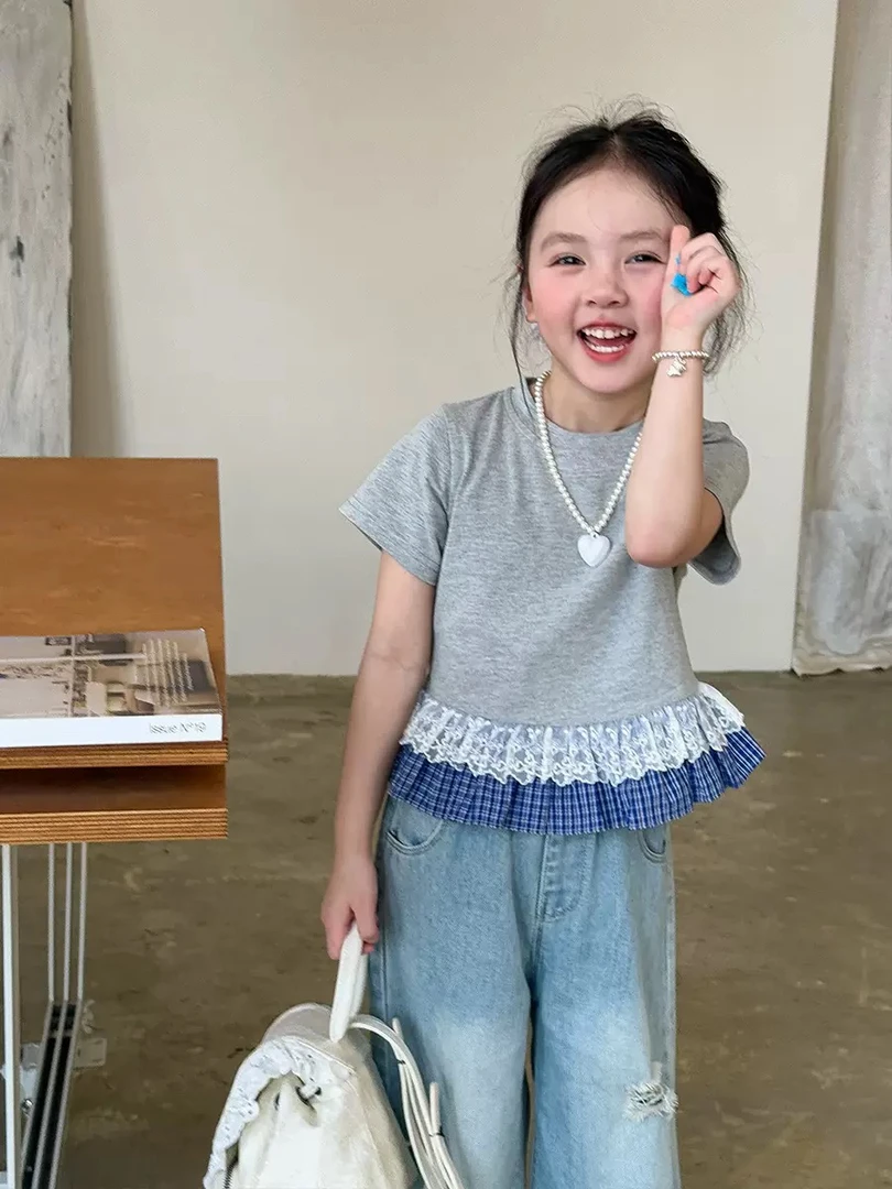 儿童蕾丝短袖女童