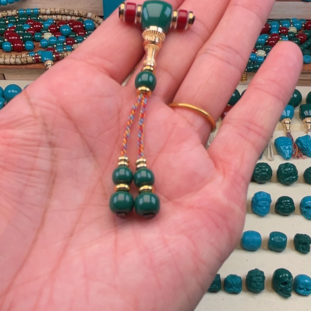 琉璃颈饰卡10蓝色绿色分体三通套装