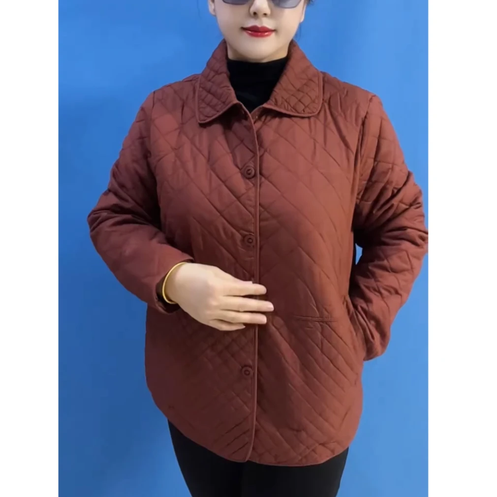 春季新款压格薄薄棉服外套
