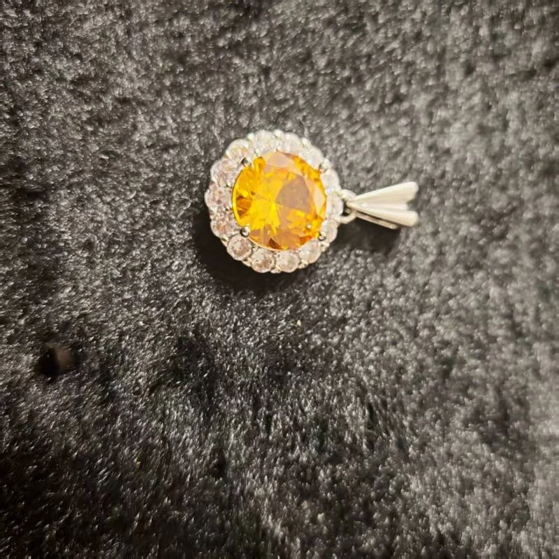 铜合金合成立方氧化锆时尚饰品黄色吊坠AW1045