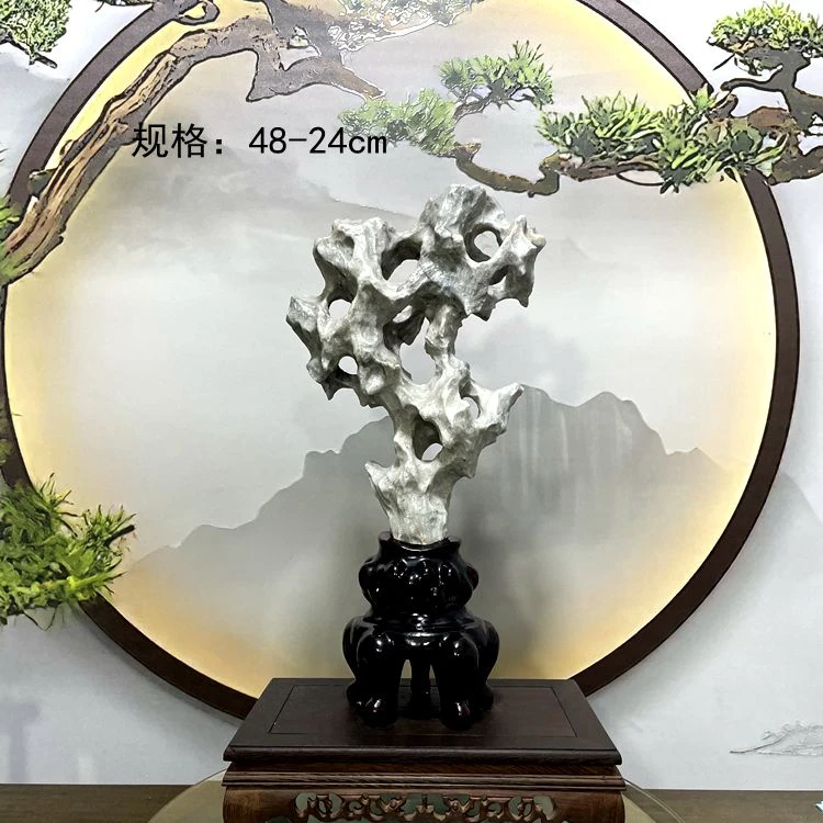 江苏太湖石观赏创意新中式酒店玄关书房奇石摆设室内样板房灵璧石