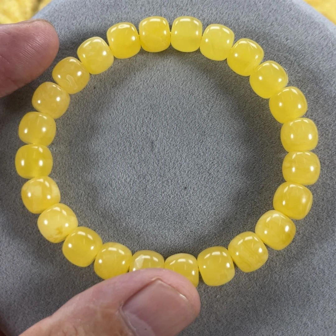 蜜蜡手串未镶嵌纯天然俄料鸡油黄