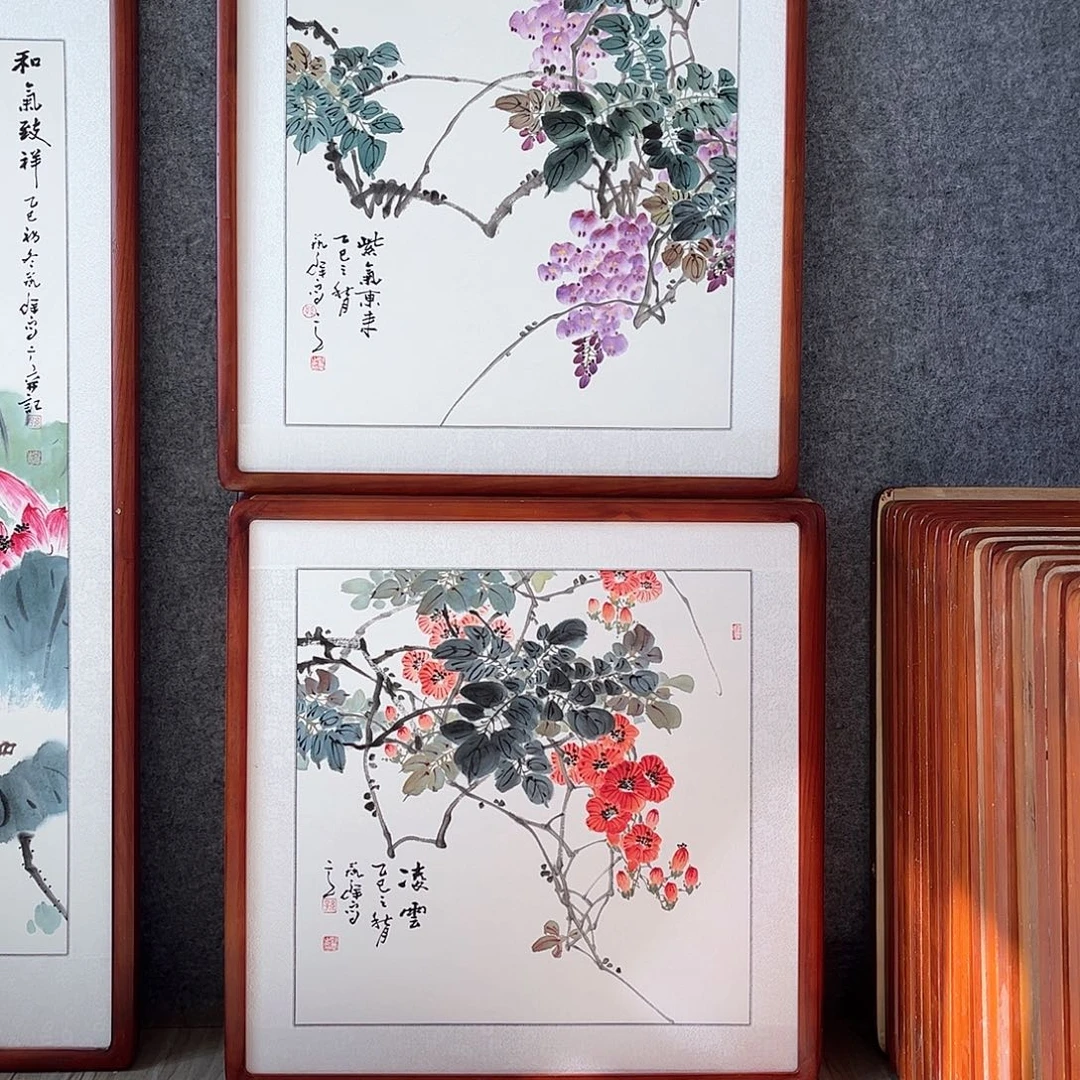 国画书画作品带框63×63