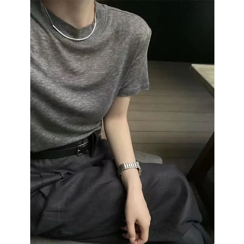 夏季薄款短袖T恤女显瘦时尚休闲上衣百搭简约打底衫纯色宽松半袖