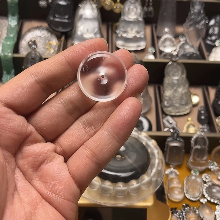 古***白石英质玉未镶嵌平安扣