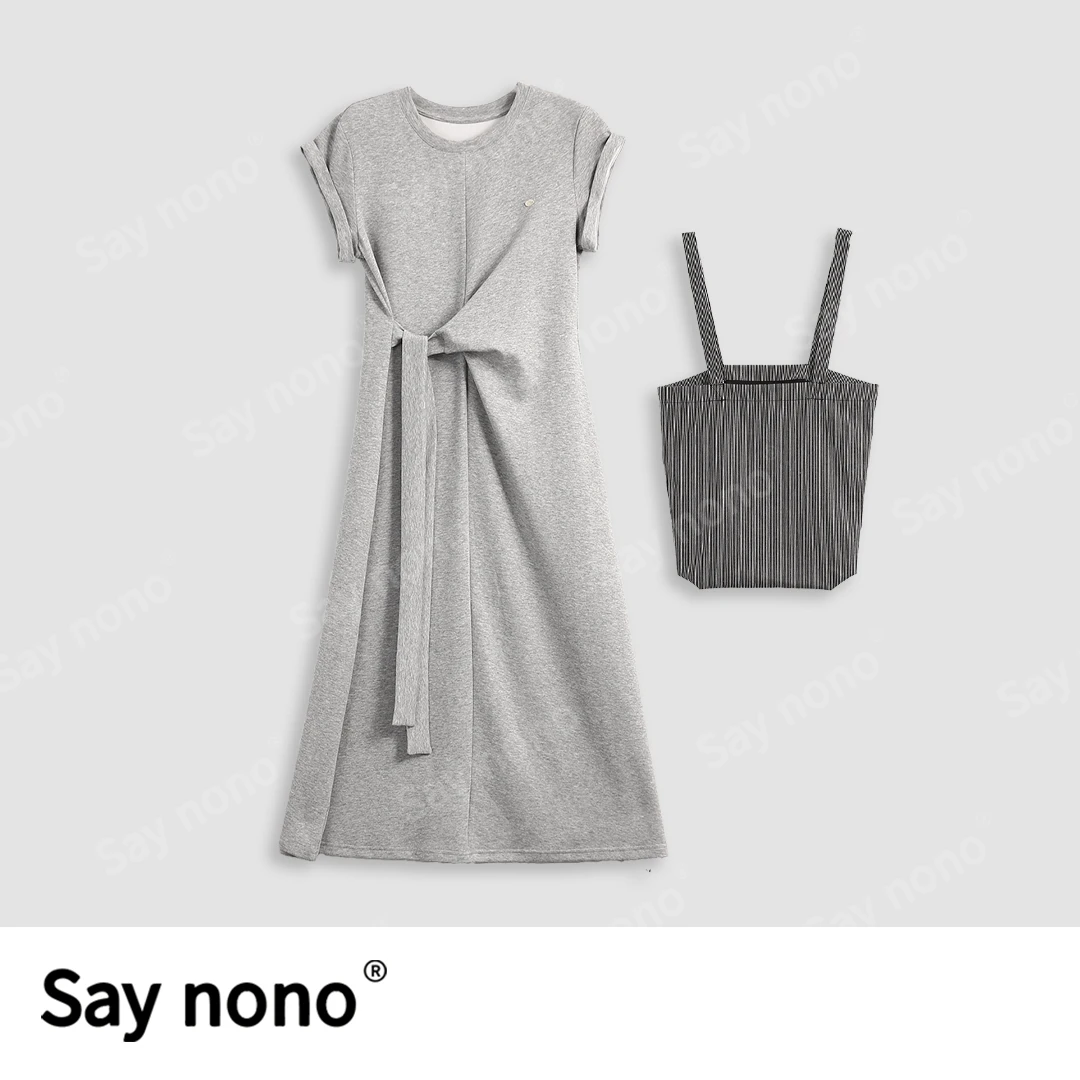 懒猫nono│Saynono 带包包圆领连衣裙/ZC10297