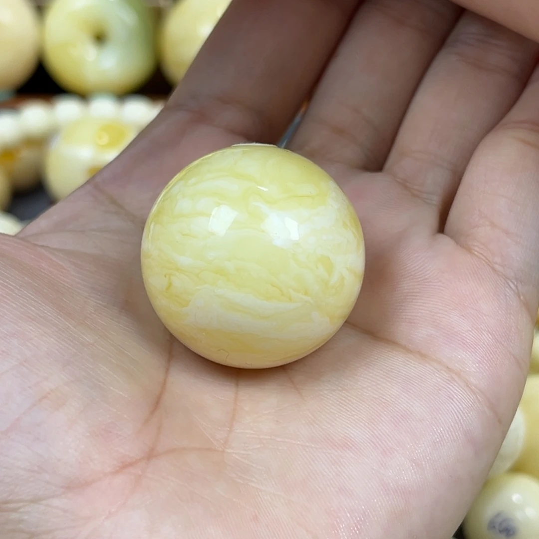 琥珀未镶嵌手串单珠圆珠