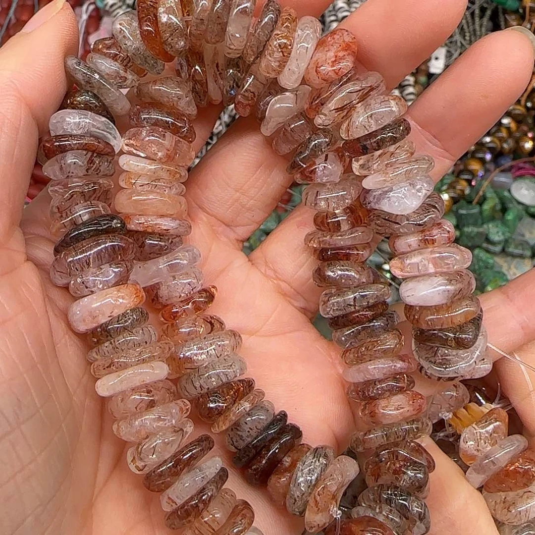 玛瑙/玉髓合金珠宝半成品发晶超七10-12mm随形一条