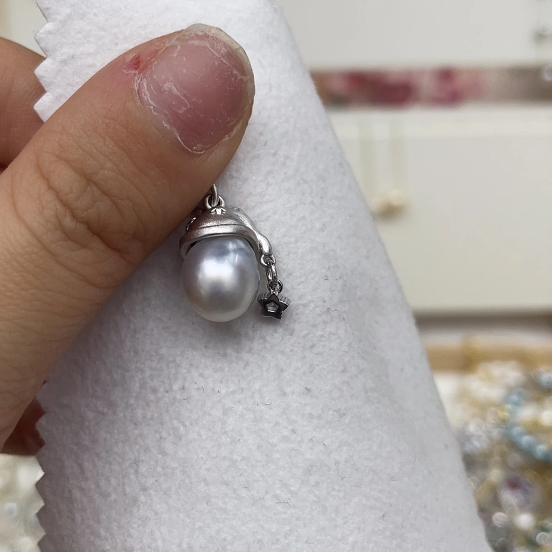 银S925镶嵌吊坠(不含链)海水珍珠