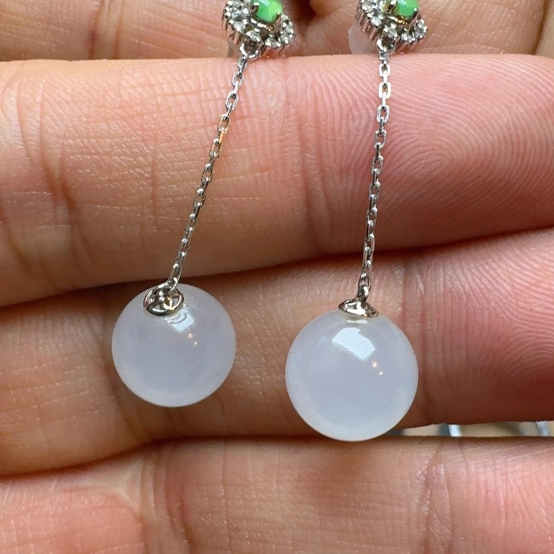 翡翠耳饰18K金镶嵌悠*