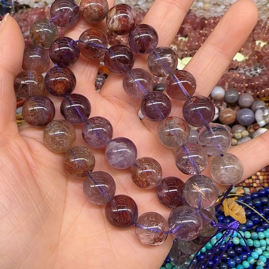 喵****玛瑙/玉髓合金珠宝半成品紫幽灵拍两84发一条