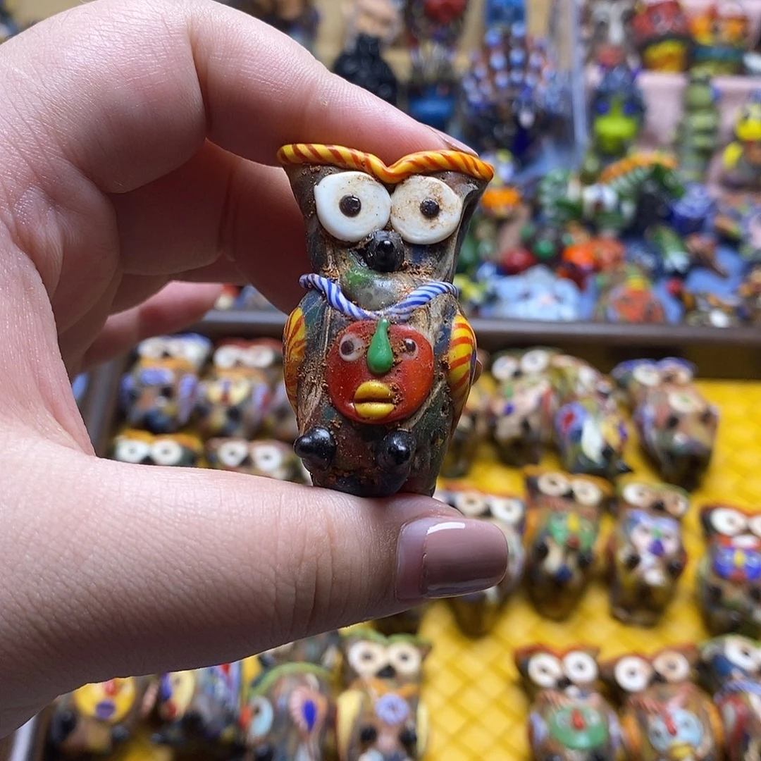 琉璃颈饰琉璃猫头鹰