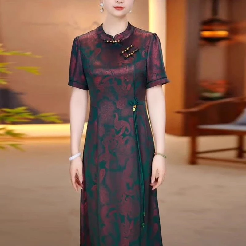 中式修身连衣裙2025显瘦夏季遮肉新款气质时尚旗袍裙子新款