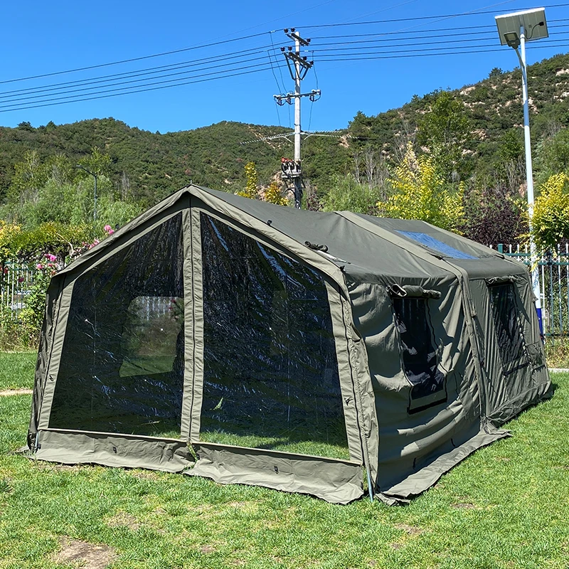 幕奢新款棉布帐篷充气帐篷基地营8+9超大空间露营帐篷多玩法帐篷