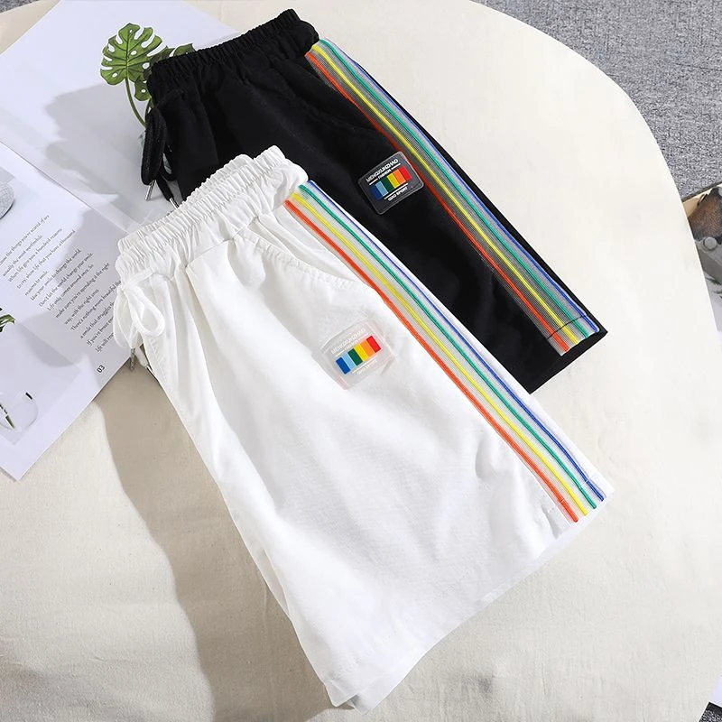 夏季薄款休闲裤女韩版宽松百搭潮流学生显瘦高腰运动个性阔腿短裤