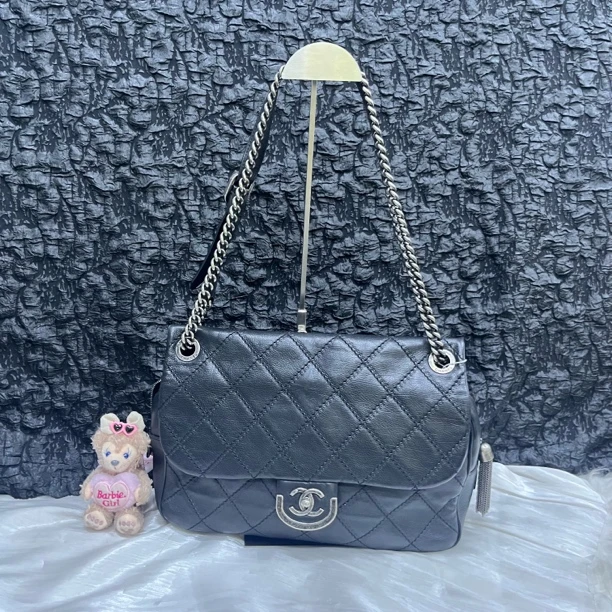 95新 Chanel/香奈儿 香奈儿Chanel黑银爱丁堡单肩斜挎包