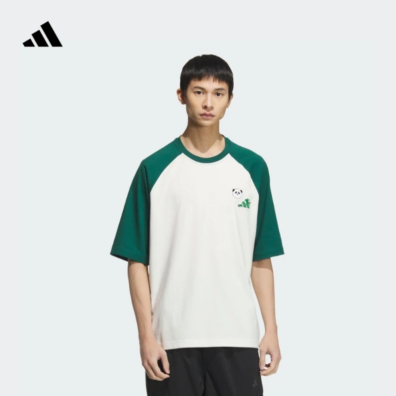 阿迪达斯 宽松纯棉印花上衣圆领短袖T恤男春夏新款 adidas KC3370