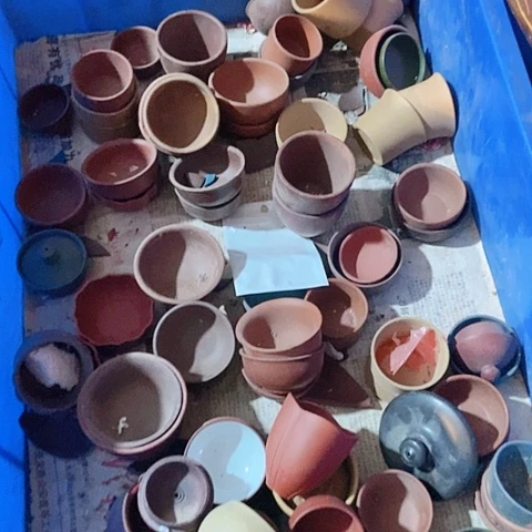 茶杯绿泥宜兴紫砂全手工制作10个