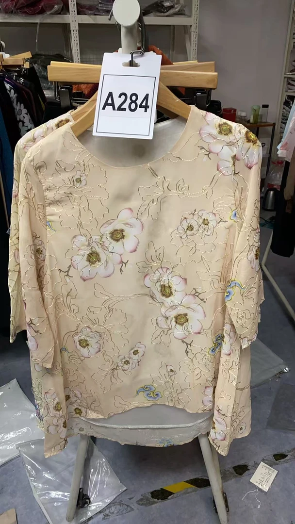 A284-印花碎花显瘦中老年女装纯色洋气大码常规款T