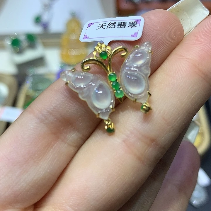 翡翠18K金镶嵌吊坠(不含链)