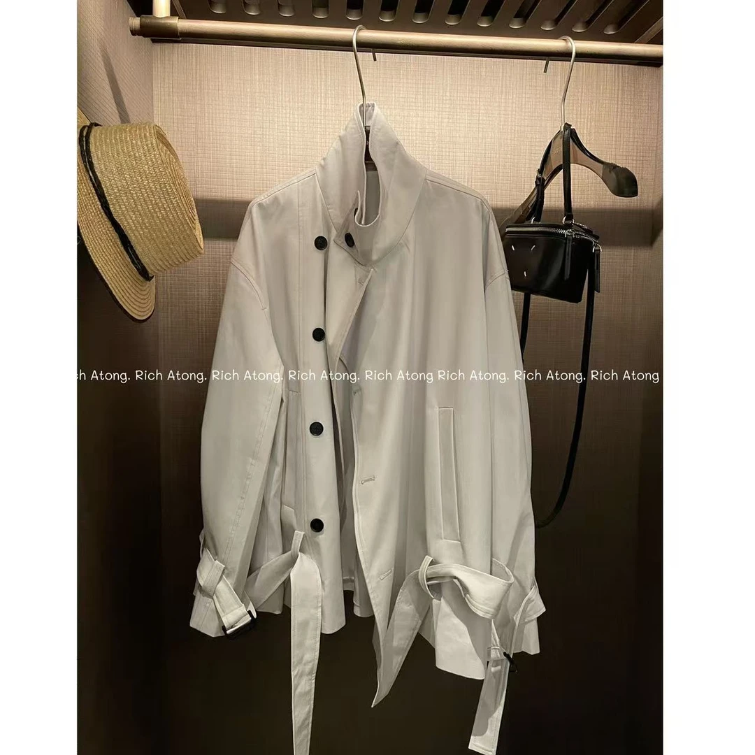 atong/阿彤-【简末】-2025 早春小众买手立领腰带款宽松风衣