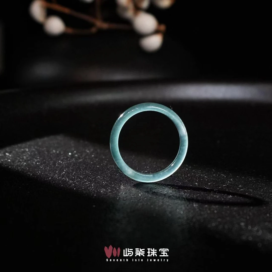 D396 翡翠未镶嵌 蓝冰圆条戒指多样性发一
