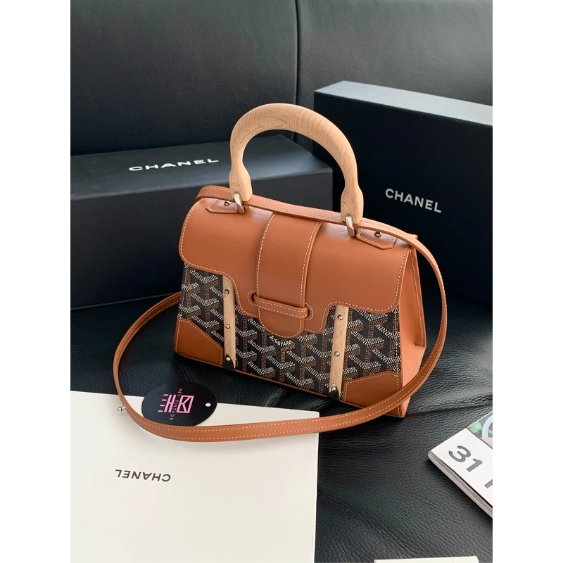 99新 Goyard 黑棕老花硬盒西贡mini包 13223784
