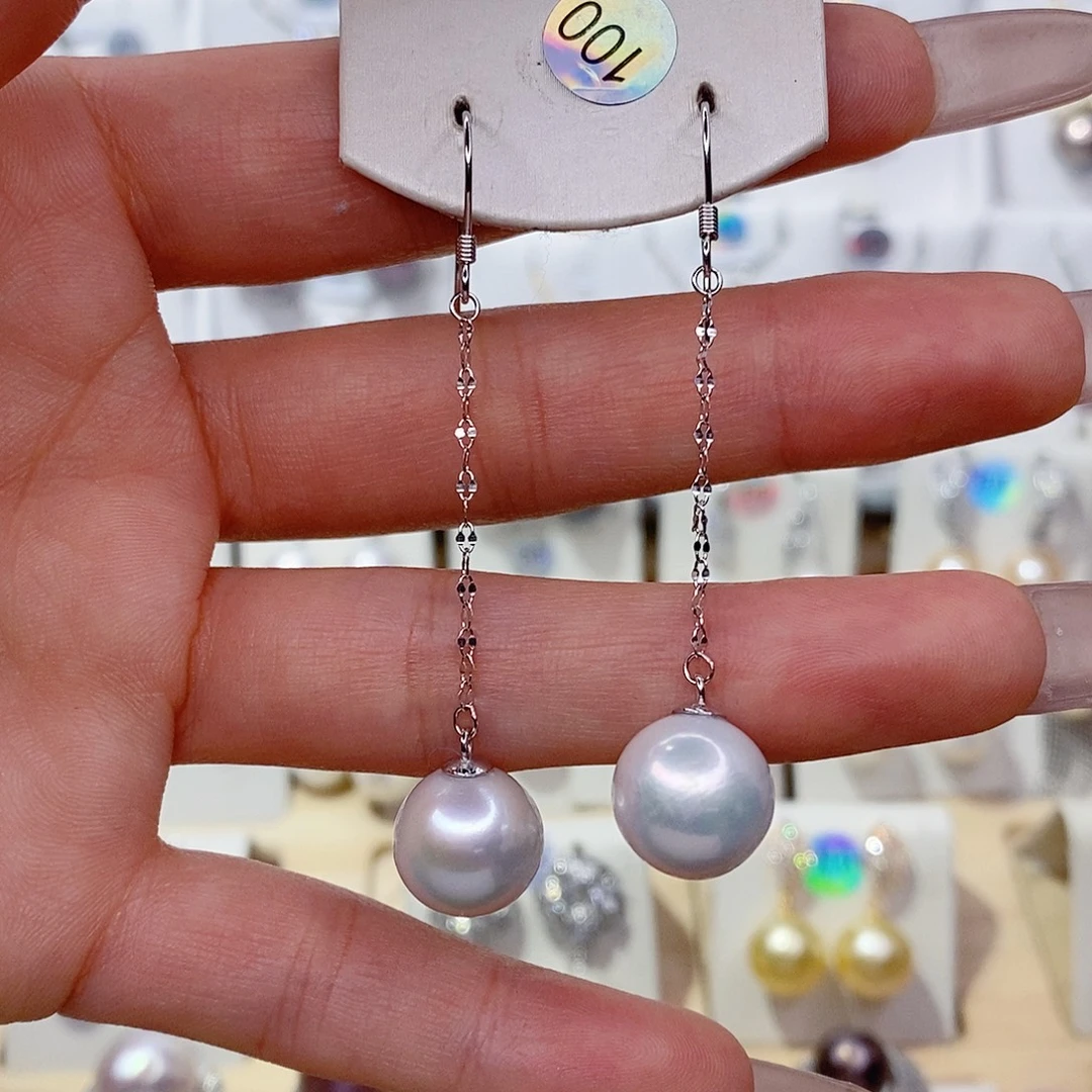 淡水珍珠银S925镶嵌耳饰
