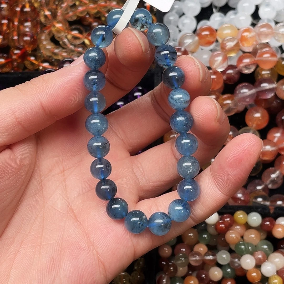 未镶嵌手链水晶黑爆闪海蓝宝8.2