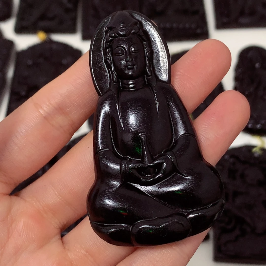 天然缅甸a货钢琴黑挂件