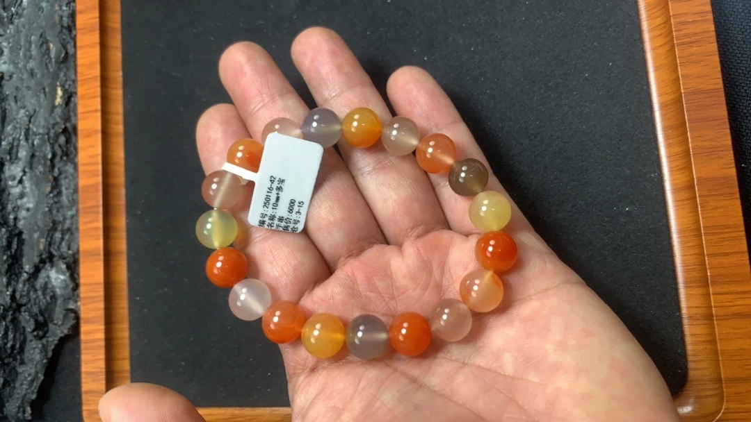 250116-42天然原矿南红多宝单圈手串10mm