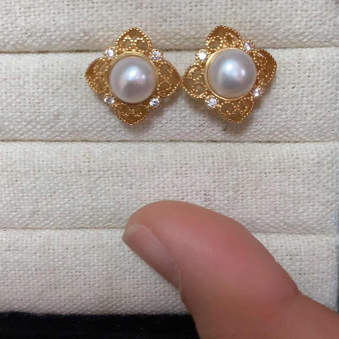 淡水珍珠耳饰合金