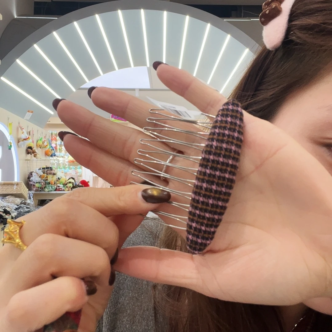 皮质非金属紫色格子叉梳