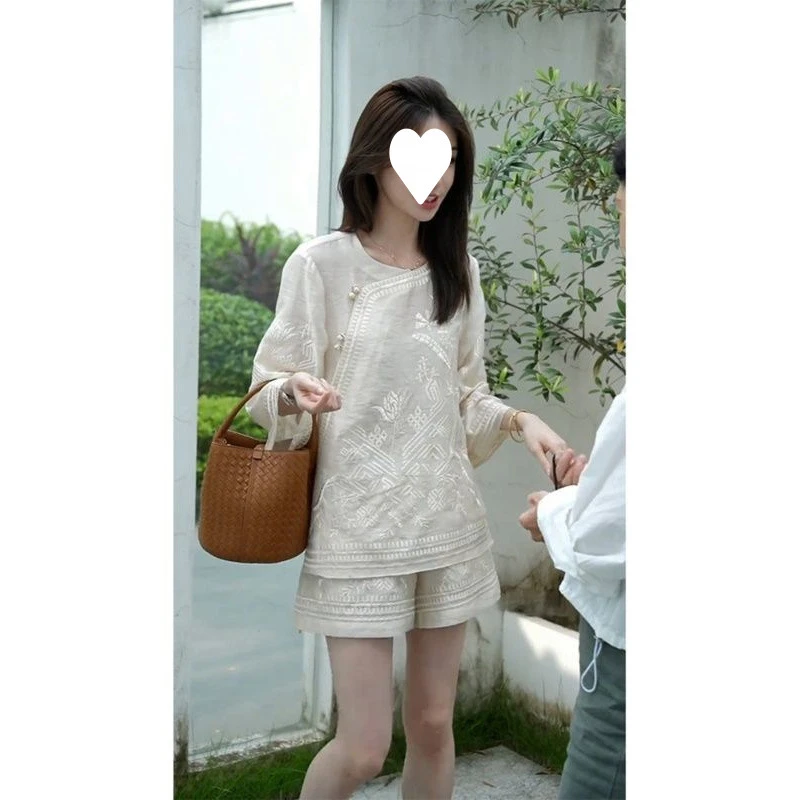 新中式国风女装2025新款夏季穿搭一整套高端白色上