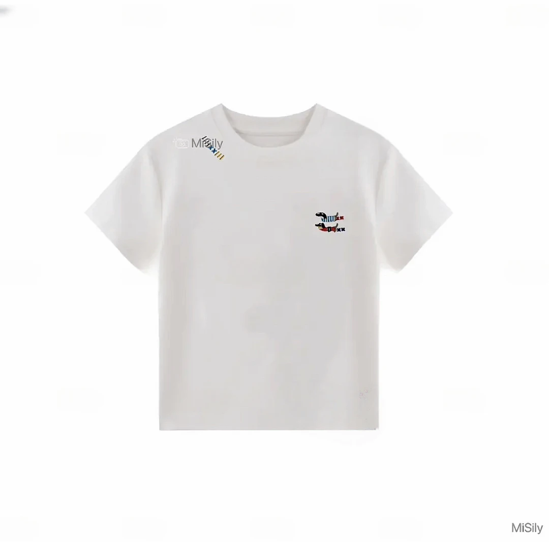 【腊肠小狗】2025夏季新款圆领简约腊肠狗修身T恤刺绣短袖休闲上衣