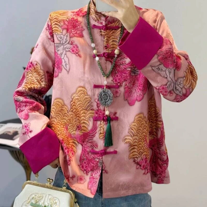 九七【凤凰于飞】新中式春季重工提花高级拼色外套2024D0255