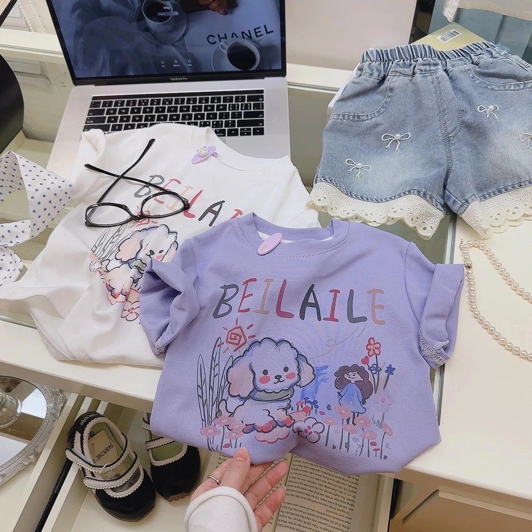 女童短袖T恤2025夏季新款儿童休闲上衣宝宝夏装纯棉版型打底衫ins