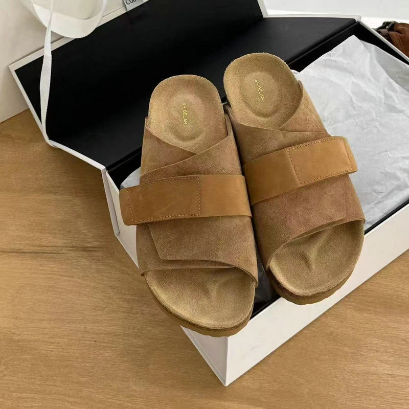 诗歌兰2025新款夏季磨砂皮复古勃肯拖鞋时尚厚底凉拖鞋女21068-3