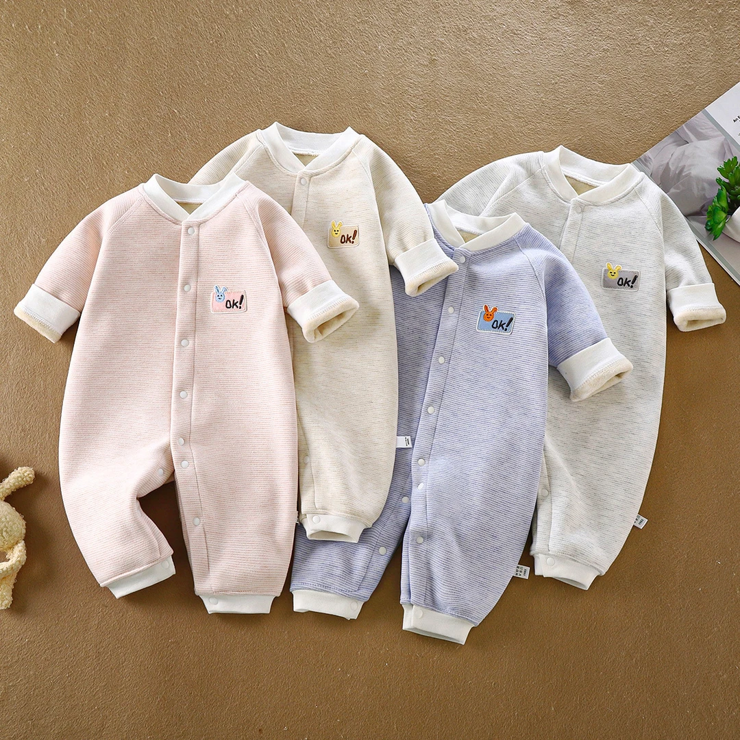 宝宝加绒哈衣新生儿加厚衣服夹棉外出秋冬春秋女童男宝婴幼儿婴儿