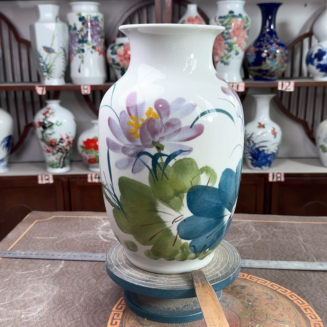 摆件景德镇陶瓷大冬紫荷