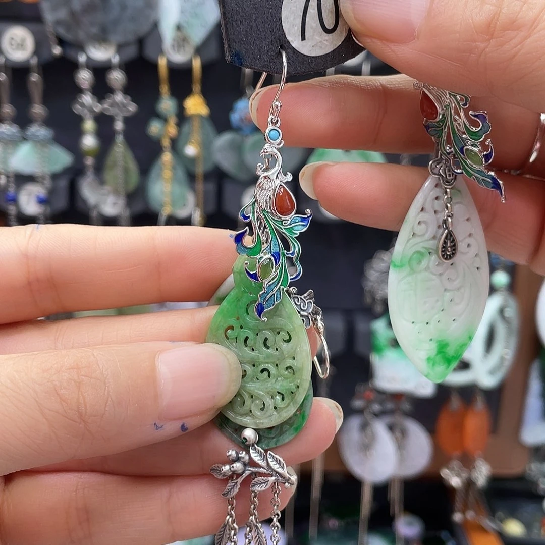 翡翠银S925镶嵌耳饰爱****甜819hjjhhj