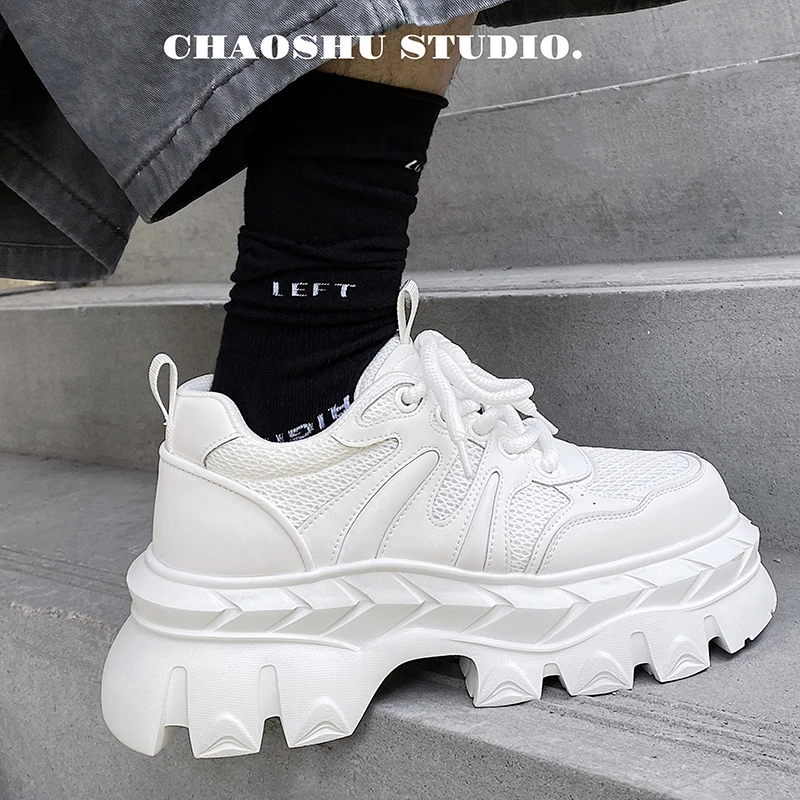 增高男鞋ins老爹鞋运动潮鞋子百搭秋夏季透气网面厚底2025新款