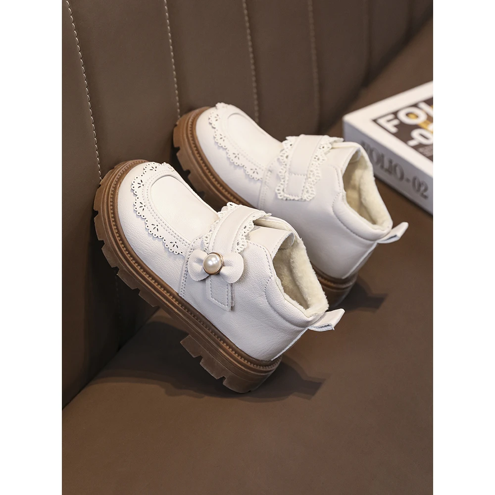 女童鞋儿童全皮短靴子2025新款宝宝冬季小女孩加绒二棉鞋学生鞋子