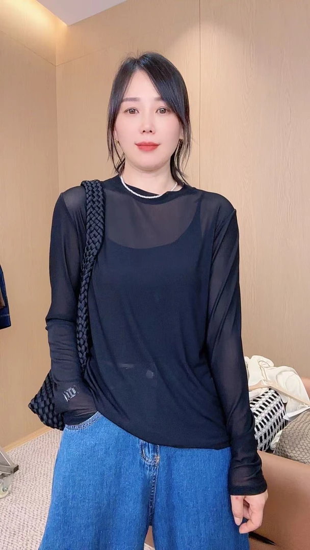 『网纱』 夏季百搭舒适透气纯色T恤上衣 A8864