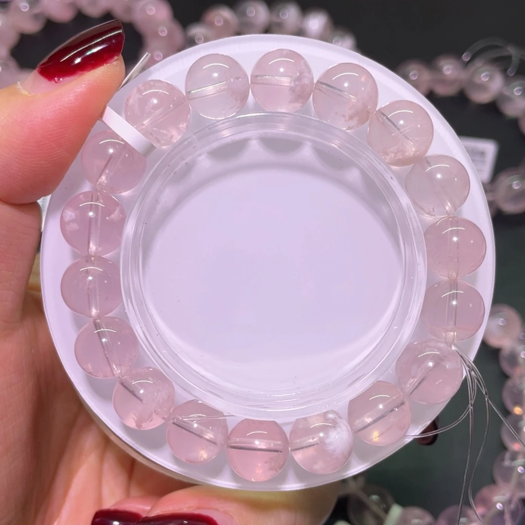 水晶手链未镶嵌10mm粉雪花